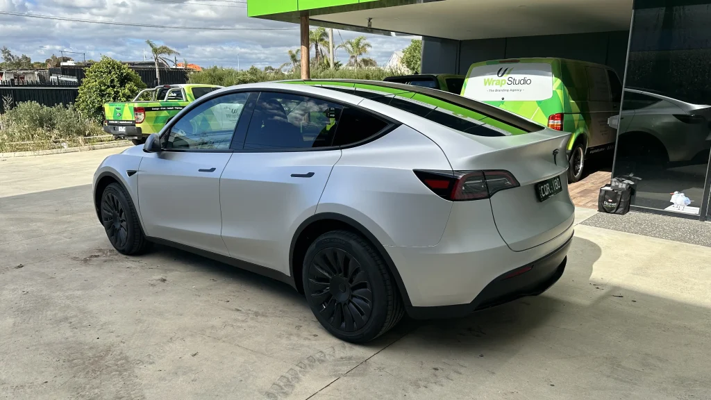 silver vehicle wrap